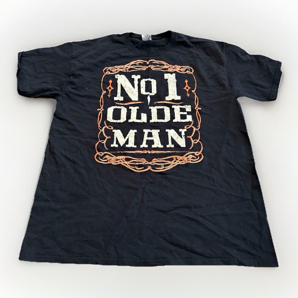 #1 Dad Mens Navy No 1 Olde Man Graphic Short Sleeve T-Shirt Fathers Day Size XL